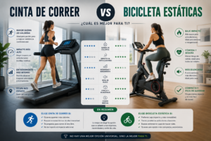 Comparativa entre bicicleta estática y cinta de correr para casa