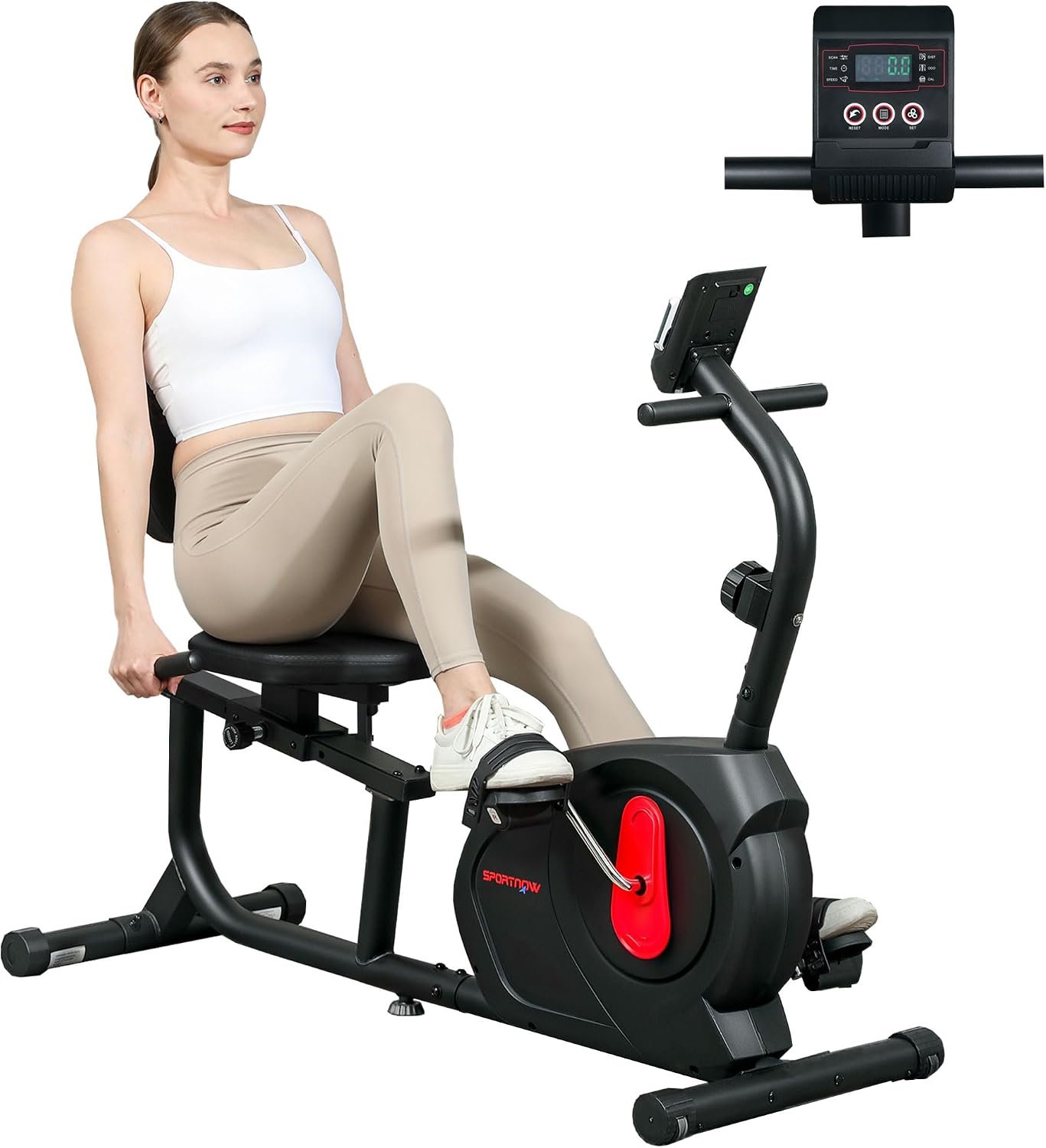 2. SPORTNOW Bicicleta Estática con Respaldo y 8 Niveles de Resistencia