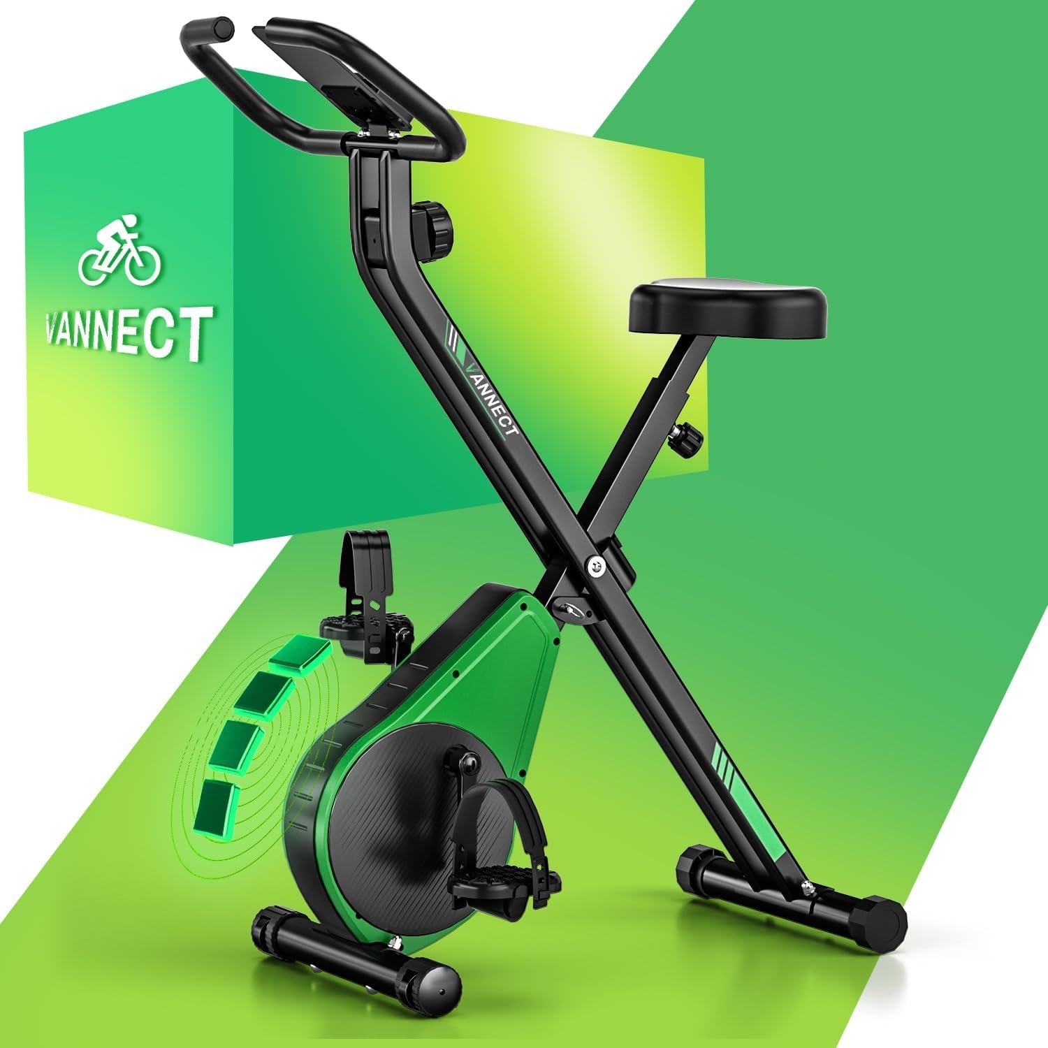 1. VANNECT Bicicleta Estatica Plegable con 16 Niveles de Resistencia